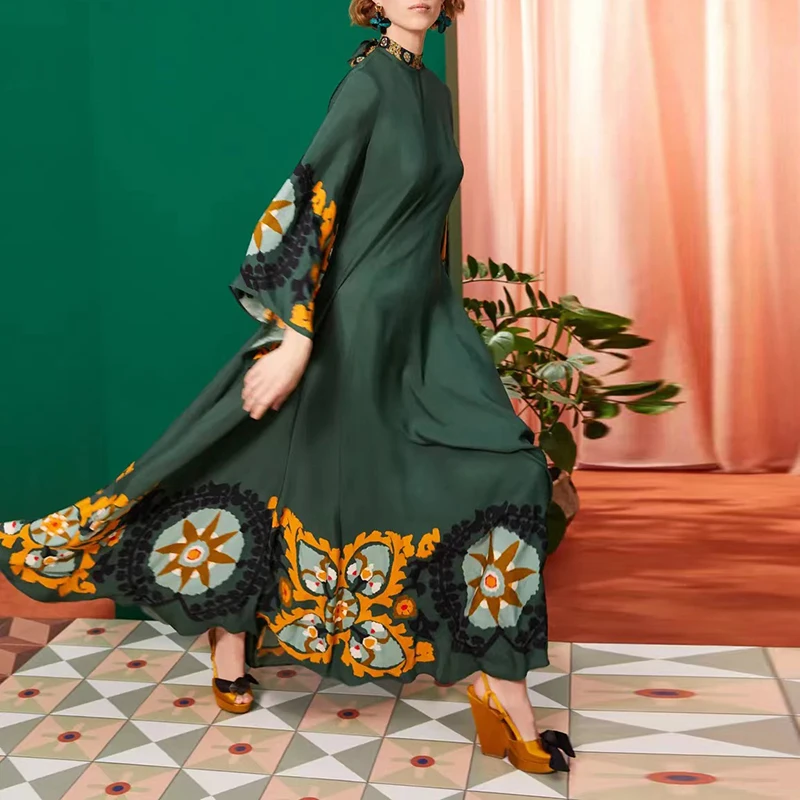 Женское платье с длинным рукавом Длинное свободное в этническом стиле ретро