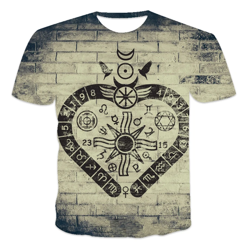 

Летние мужские футболки с 3D-принтом компаса, одежда в стиле хип-хоп унисекс, Повседневная Уличная свободная футболка большого размера с кру...