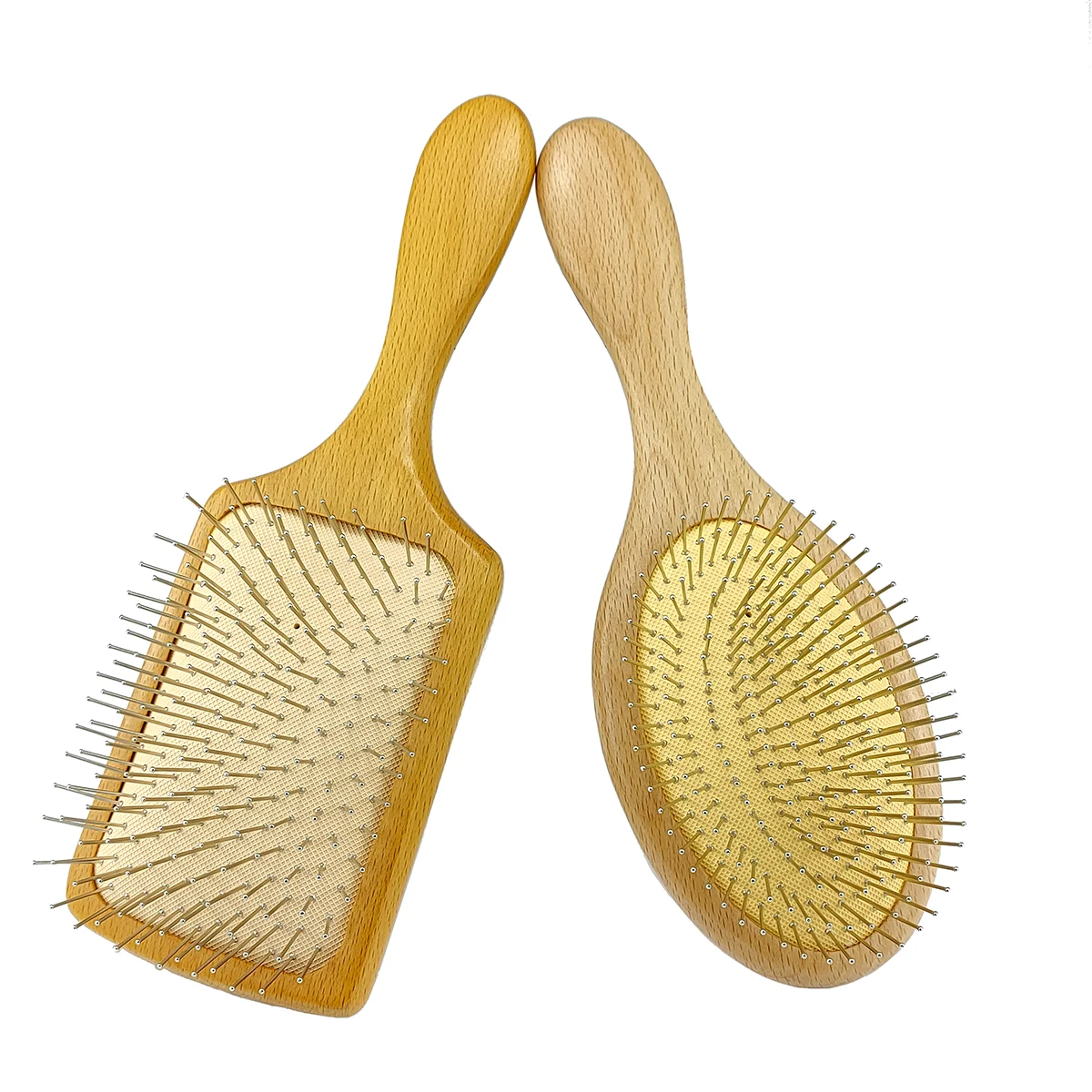 DREWTI Beech Paddle Metal Teeth Wig Brushes Detangling Women Anti-Frizz Professional Haircomb Hairdressing Massage Men Hairbrush