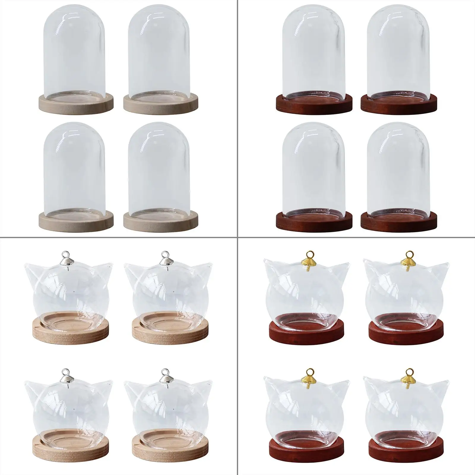 

4x Glass Cloche Dome Jar DIY Decorative with Lid for Ornament Garden Party