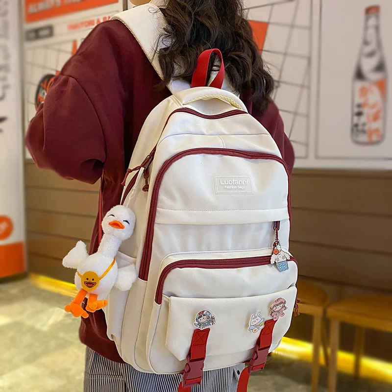 

Cute Nylon Waterproof Travel Girl School Bag Kawaii Trendy Lady Laptop Badge College Backpack Fashion Women Backpack Female Bags