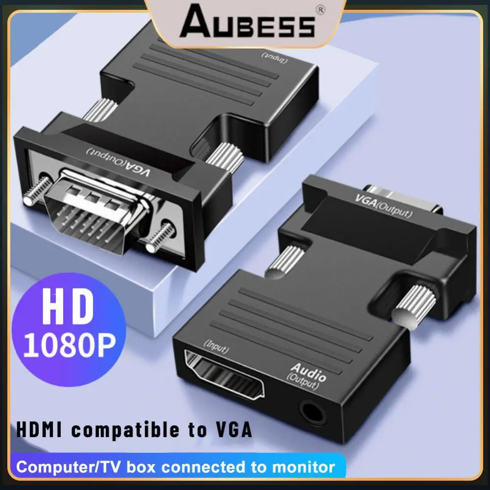 

1080p Hd HDMI-совместимый адаптер Vga Видео Аудио конвертер для ПК ноутбука Vga-совместимый с HDMI 1080p HDMI-совместимый