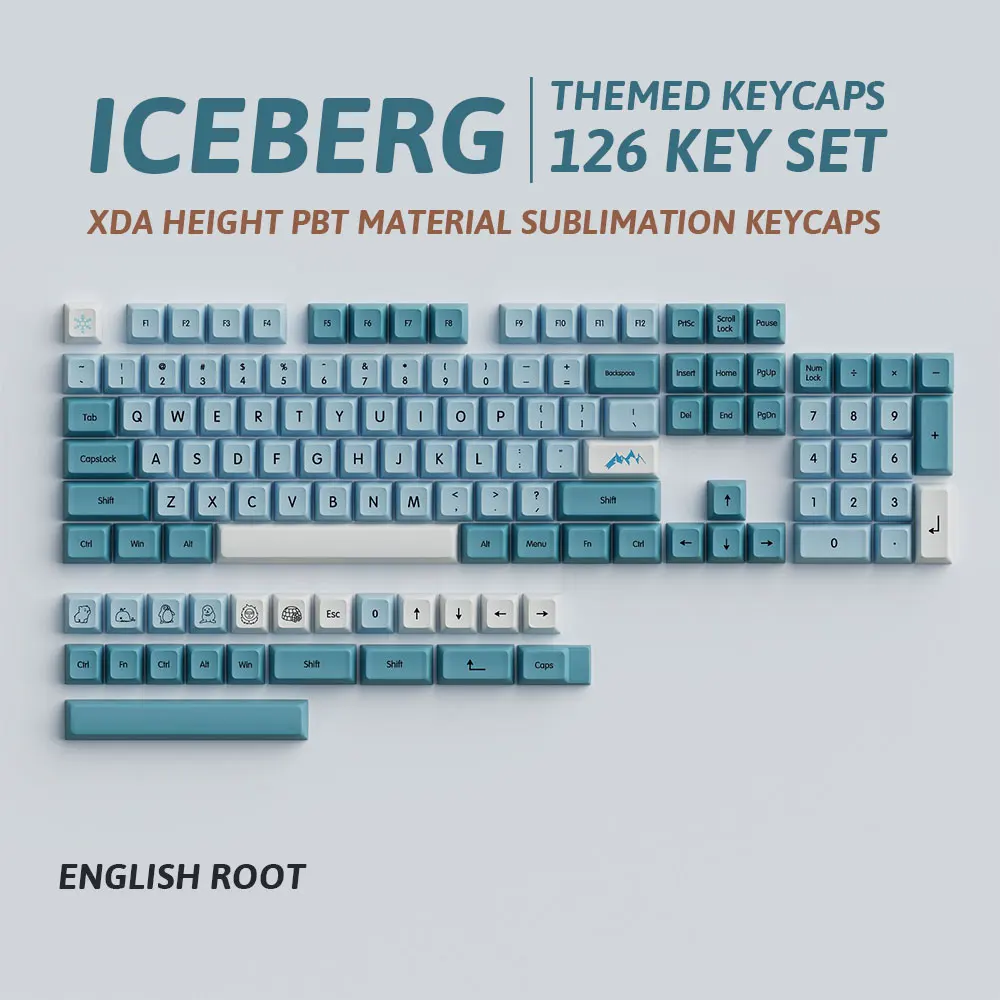 

126 Keys Iceberg PBT Keycap DYE-SUB XDA Profile English Japanese Personalized Keycaps For Cherry MX Switch Mechanical Keyboard