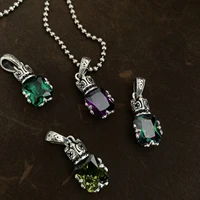 s925 sterling silver unique retro emerald zircon crown pendant for women fashion gothic jewelry stainless steel gift accesseries