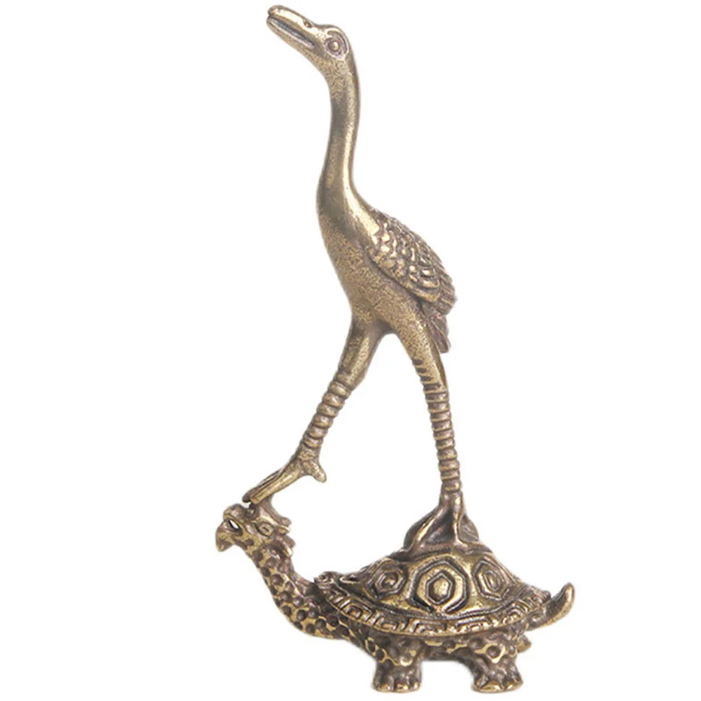 

Mini Brass Crane Desk Topper Mini Brass Figurines Desktop Decor Turtle Crane Yannian Ornament Decoration Statue