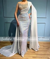 elegant white sequined evening dresses off the shoulder mermaid wedding party dress prom gown robe de soiree