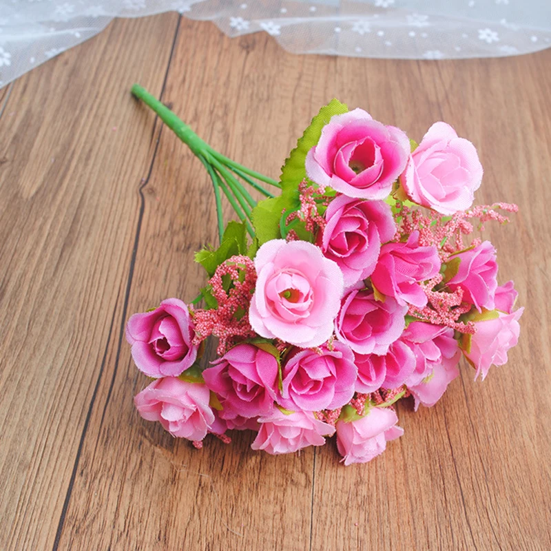 

1pc 20 Head Rose Silk Fake Flowers Home Wedding Decor Sztuczne Dekoracje Decoration Chambre Decoración Hogar Flores Artificiales