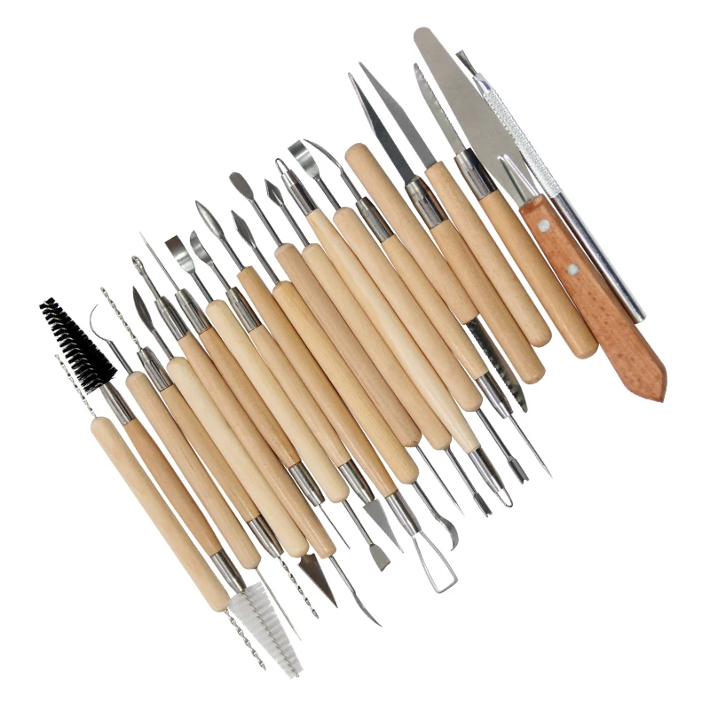 

Arts Crafts 22pcs Clay Tools Pottery Carving Tool Set Pottery & Ceramics Wooden Handle Modeling Clay Tools