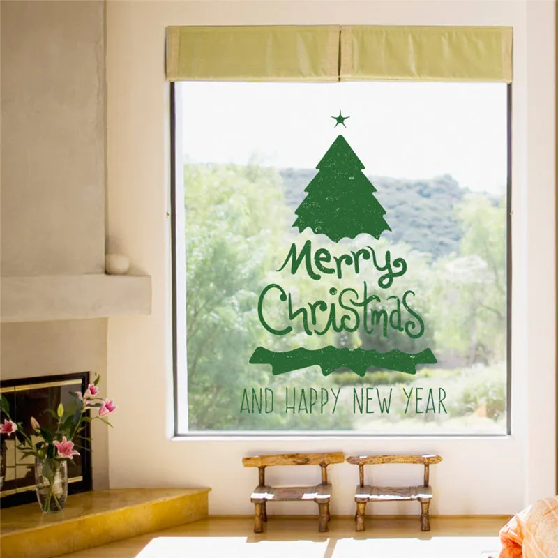 Креативная наклейка на стену с Рождественской елкой для магазина офиса