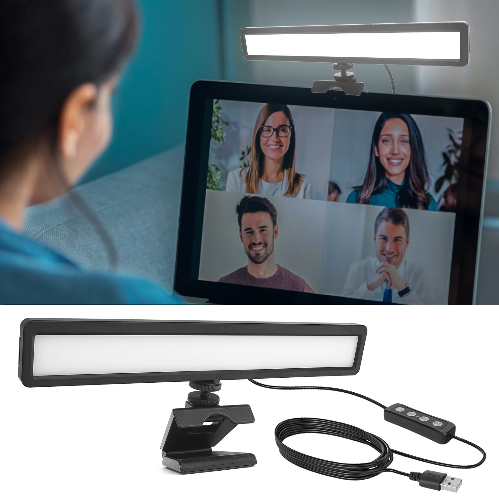 

LUXCEO WS66 LED Screen Light Bar PC Laptop Fill Lamp with Clip Tripod For Selfie Live Streaming Office Meeting Lighting
