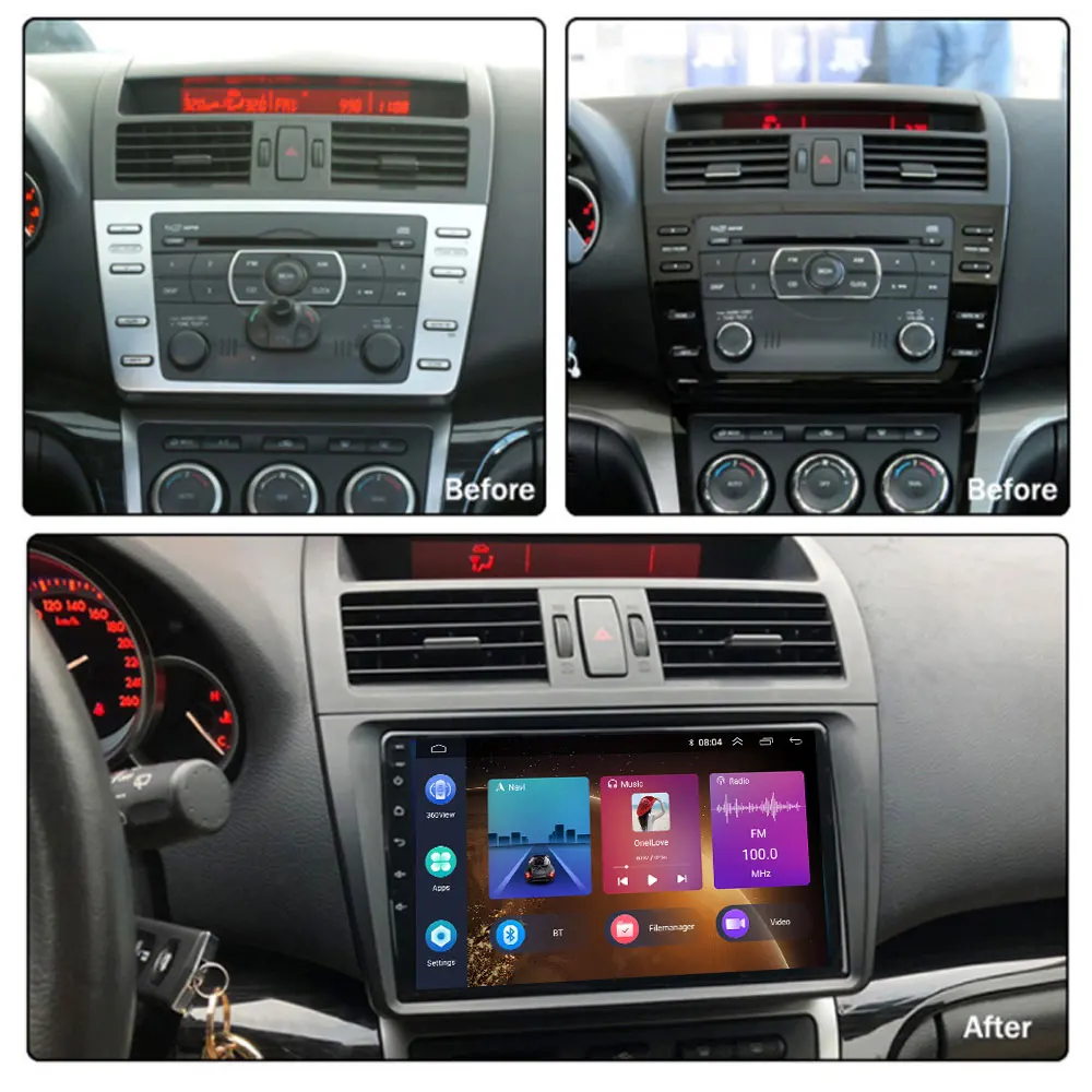Автомагнитола JUSTNAVI QT5 4 + 64 ГБ Android 10 Авторадио для Mazda 6 GH Rui 2007-2012 GPS-трекер без DVD 2 din