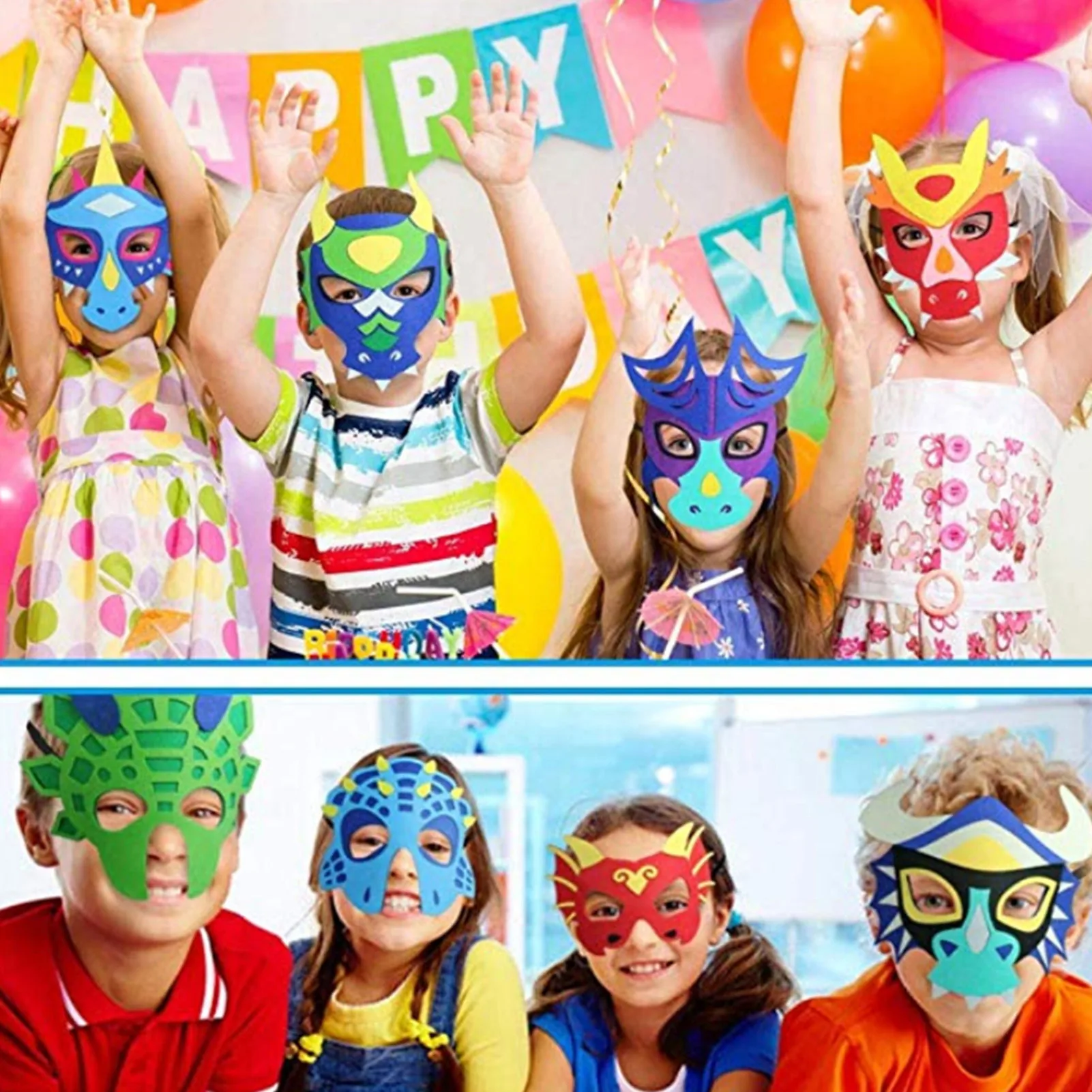 

Dinosaur Decorations Masques 12Pcs Felt Dinosaur Face Covers For Kid Dragon Masques Dress-Up Party Favors For Dinosaur Party