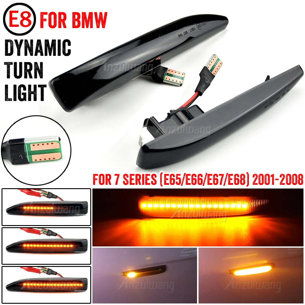 

Car LED Side Marker Turn Signal Light Dynamic Flowing Sequential Indicator Lamp For BMW 7 Series E65 E66 E67 E68 2001-2008