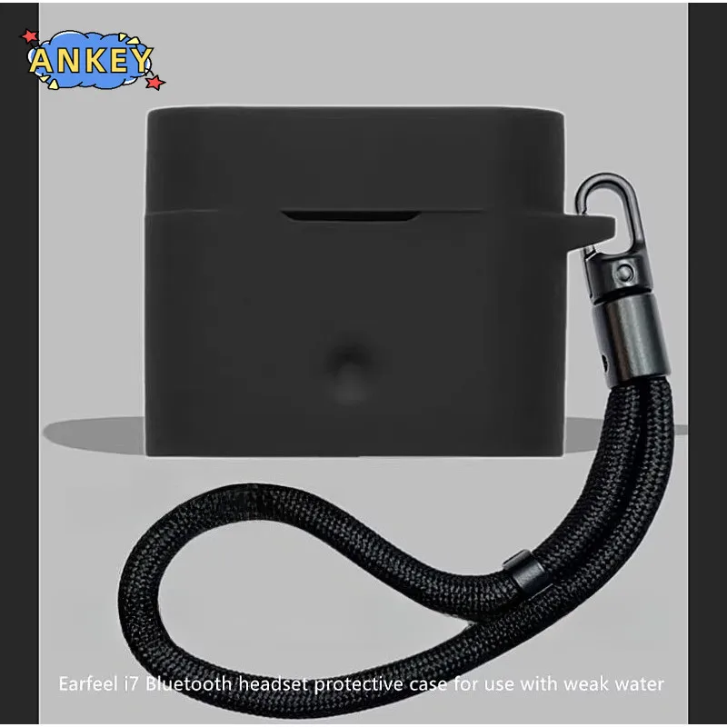 Фото Чехол для ROSESELSA EARFEEL I7/I5, силиконовый чехол с крючком, защитный противоударный чехол для беспроводных наушников с нейлоновым шнурком №3