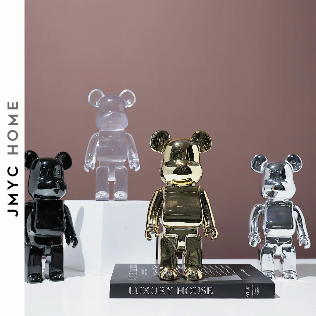 

26cm Bearbrick 400 Statue Luxury Y2k Sculpture Figurine Cartoon Bear Brick Figure Mold Ornament Bookshelf Living Room Home Decor