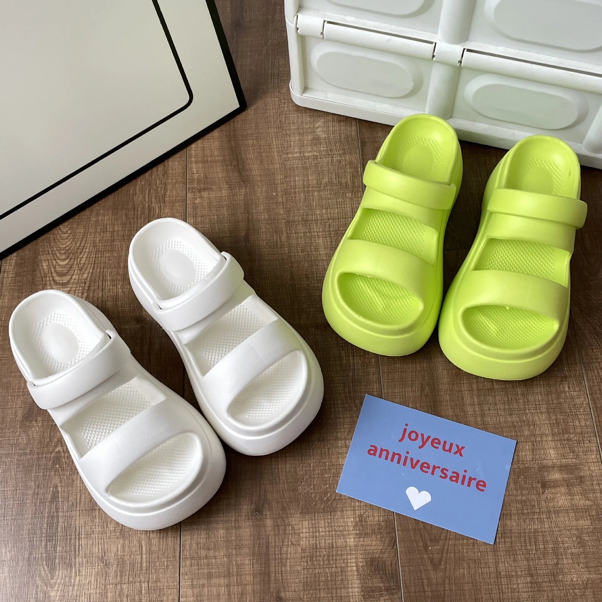 Summer EVA Simple Thick Sole Women's Sandals and Slippers New Trend Indoor and Outdoor Wear Elevated Beach Sandals and Slippers