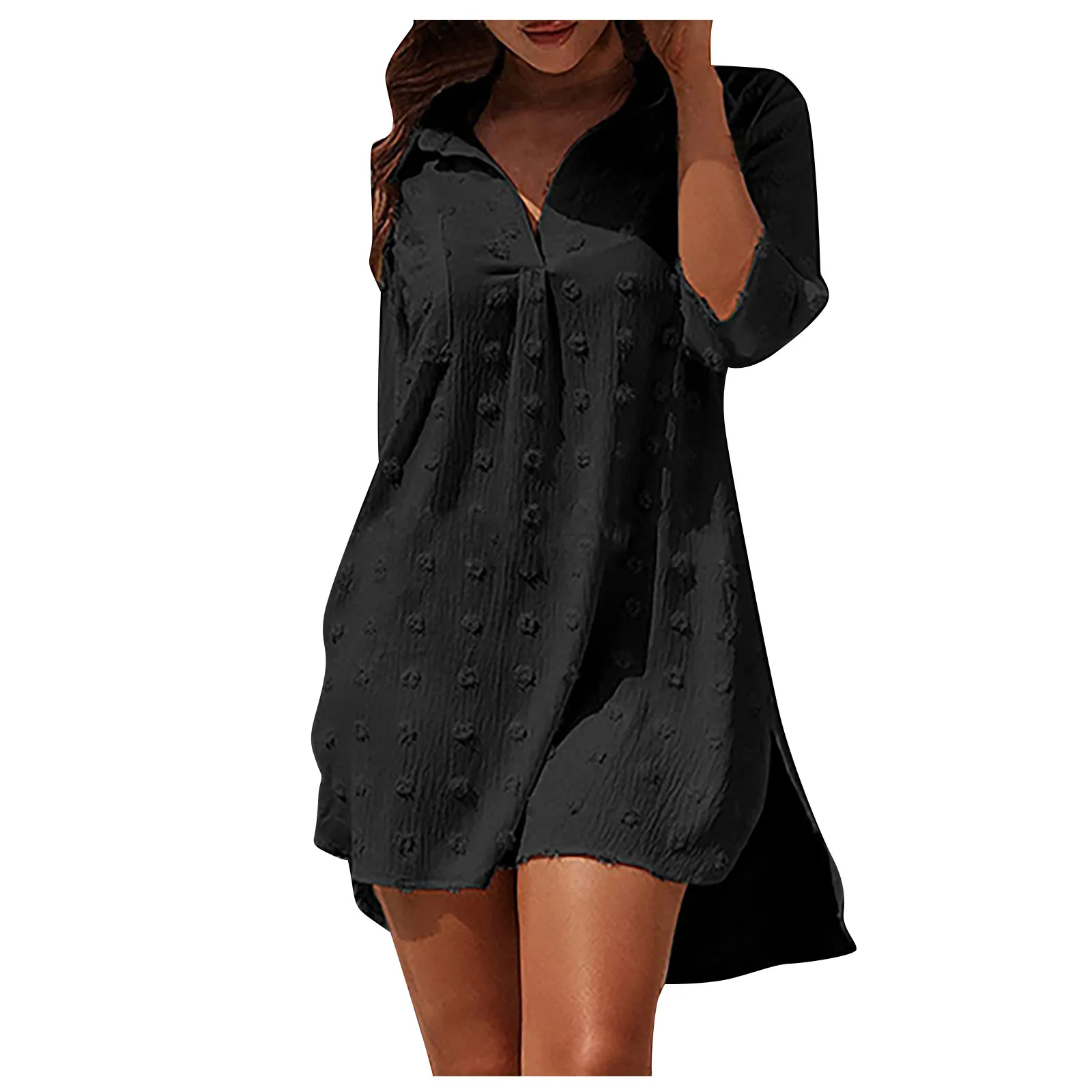 

Женское летнее однотонное Повседневное платье, элегантные платья с коротким рукавом и V-образным вырезом для женщин, Vestidos Mujer Verano 2022