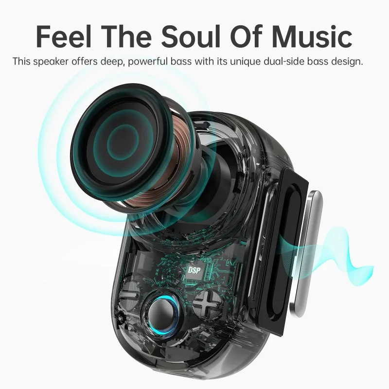 Фото Портативная Bluetooth-колонка Divoom Itour-S, водонепроницаемая (IP67), для кемпинга, с креплением на ремень, 10 часов работы, стильный дизайн №5