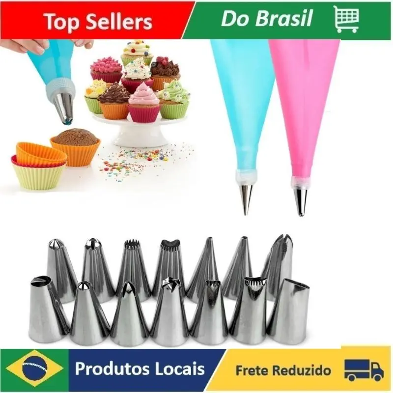 

Natal 24 PÇS Conjunto De Saco De Confeiteira De Silicone Com Bico Para Decoração Com Creme Confeitaria Açúcar Promoções