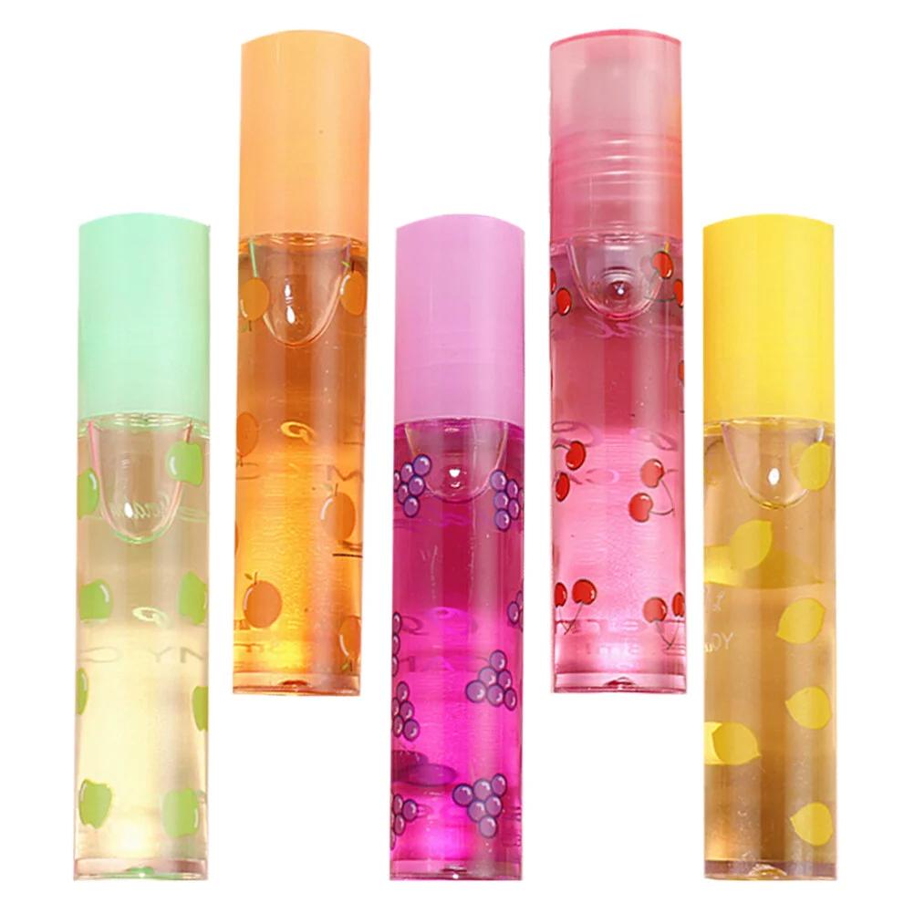 

5 Pcs Fruit Lip Balm Fruit-flavored Pomade Gloss Liquid Lipstick Transparent Protector Kids Makeup Set