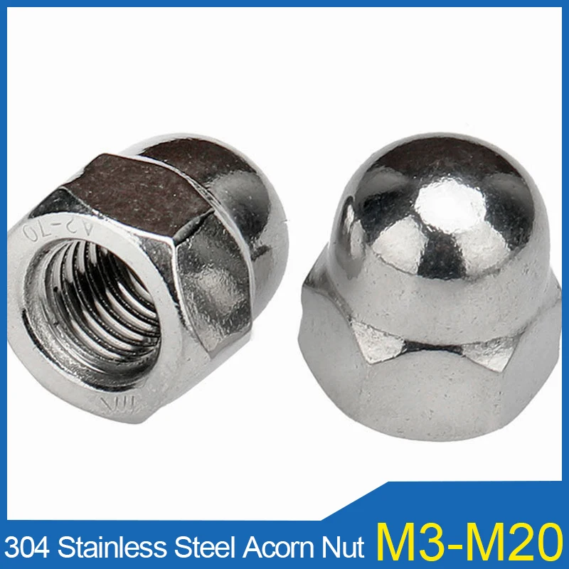 

Acorn Nut 304 Stainless Steel M3 M4 M5 M6 M8 M10 M12 M14 M16 M20 Cap Nuts Decorative Round Cap Integral Cap
