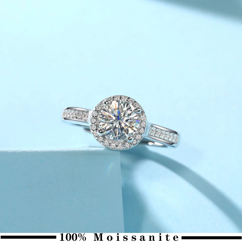 

Real 1ct 2ct 3ct D Color Moissanite Women Wedding Rings 18K White Gold Plated 100% 925 Sterling Silver Bridal Fine Jewelry