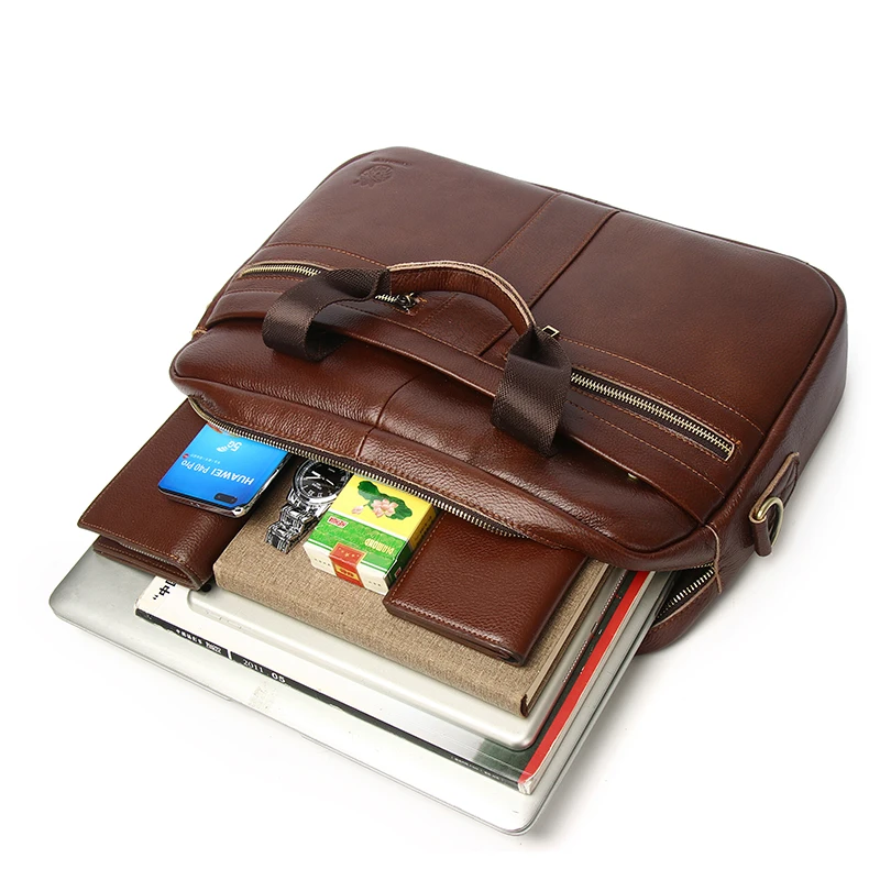 SCHLATUM Men's Briefcase Made of Genuine Leather Business Men Briefcase Bag for Men Leather Laptop Bag 15