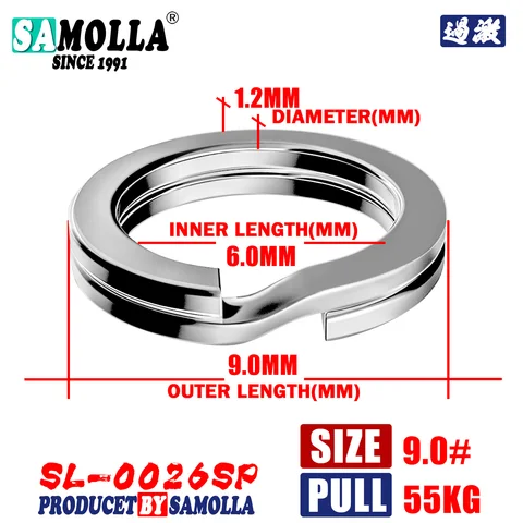 Разъемное кольцо для рыбалки, серебристое/Черное, нержавеющая сталь, 3,5-12 мм, с двойным кругом