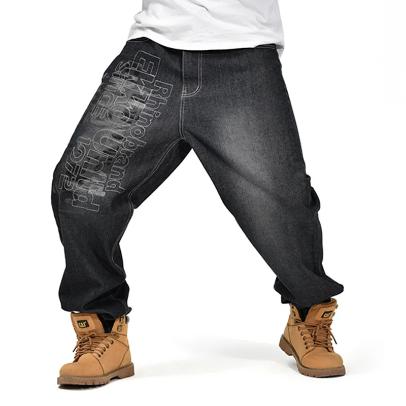 

2023 Loose Jeans Men Denim Wide Leg Pants Straight Baggy Harem Streetwear Hip Hop Brand Black Skateboard Trousers Size42- 46