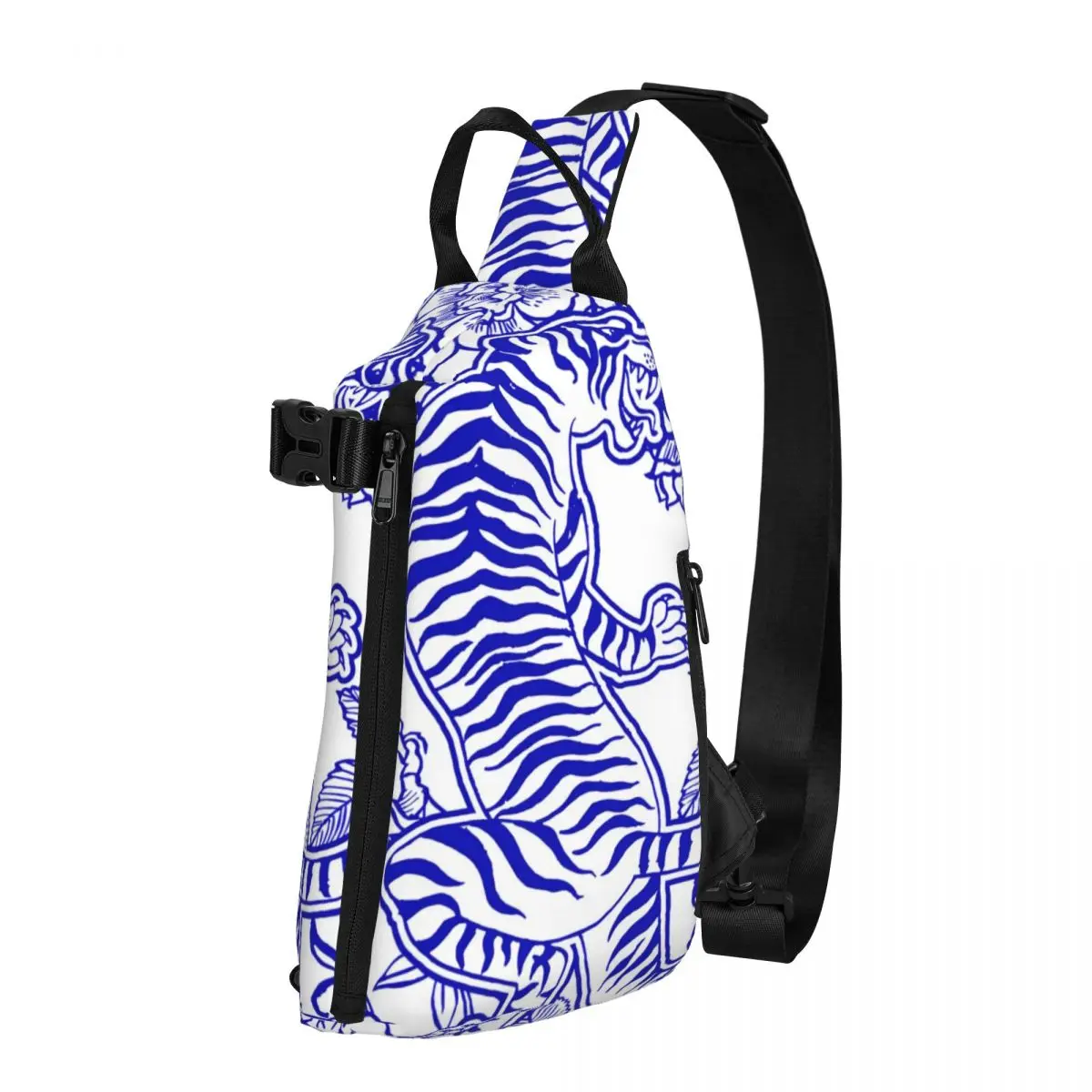 Blue Floral Print Casual Chest Bag Boy Cycling Motorcycle Sling Bag School Print Crossbody Bags