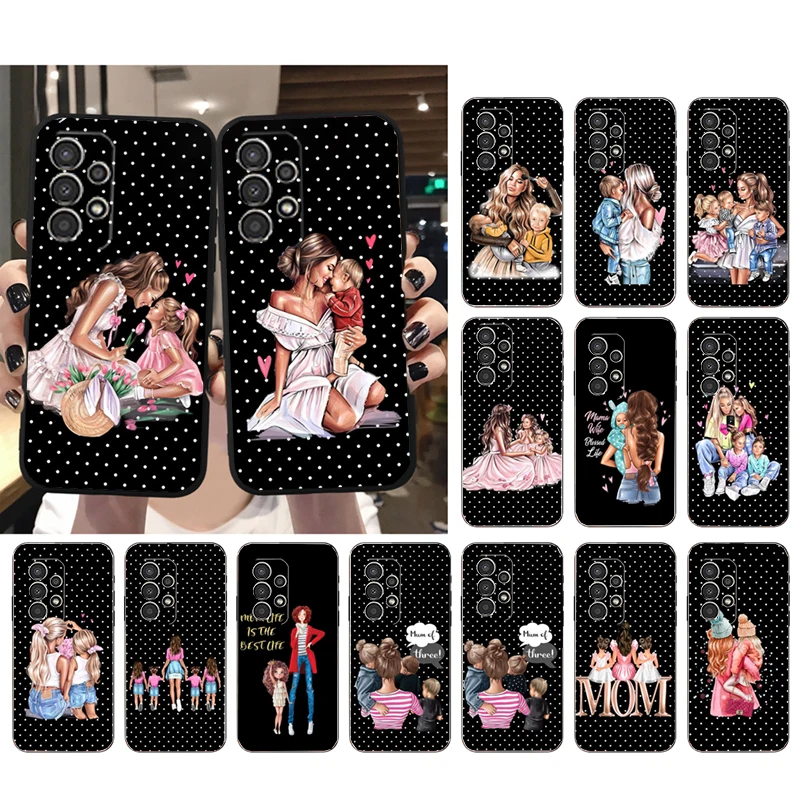 

Phone Case for Samsung Galaxy A73 A13 A22 A32 A71 A33 A52 A53 A72 A73 A51 A31 A23 A34 A54 A52 A53S Mama Mom Son Daughter Funda