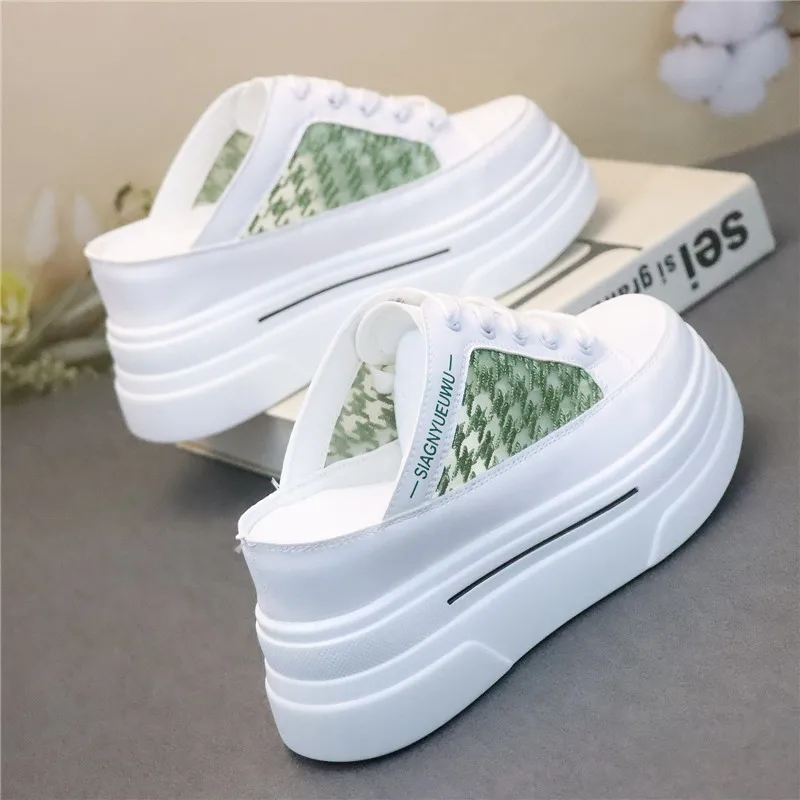 

8CM Women Wedges Sport Shoes for Woman Slippers Increasing Chunky Dad Sneakers Ladies Breathable Mesh Platform Casual Shoes