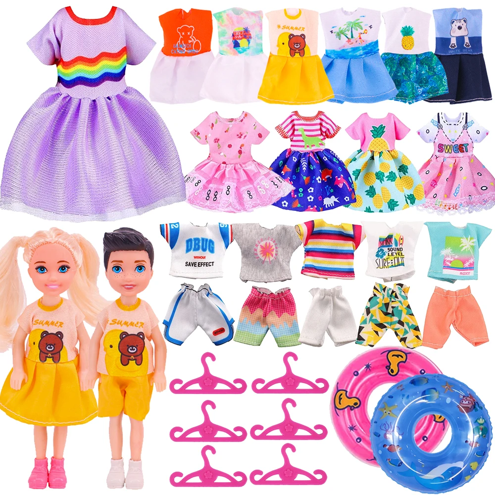 36PCS 6Inch Kelly Doll Clothes Set Include 5PCS Girl Dress,5