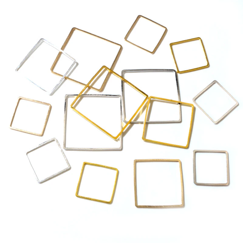 15 20 25 mm Brass Closed Square Ring Earring Wires Hoops Pendant Connectors Rings For DIY Jewelry Making Supplies Accessories