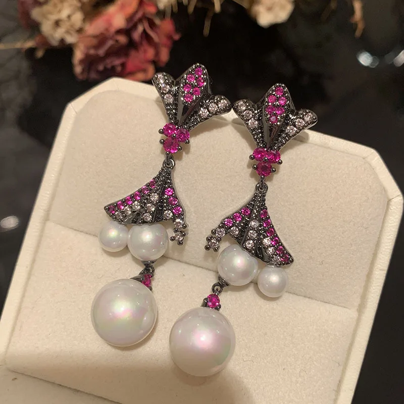 

Bilincolor Vintage Purple White Pearl Earring for Women