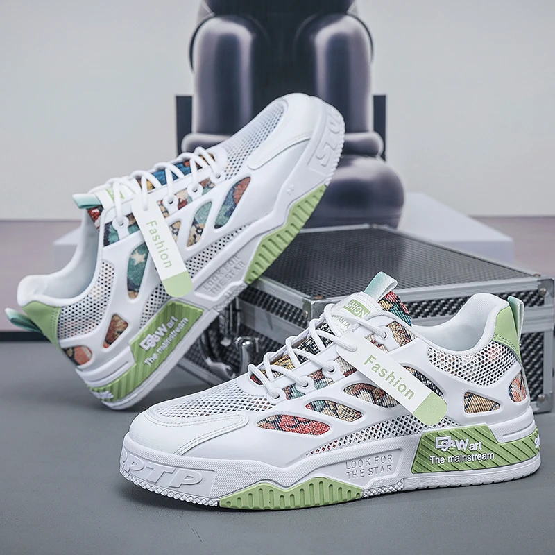 Модные кроссовки мужская обувь дышащая для ходьбы сетчатые повседневные в