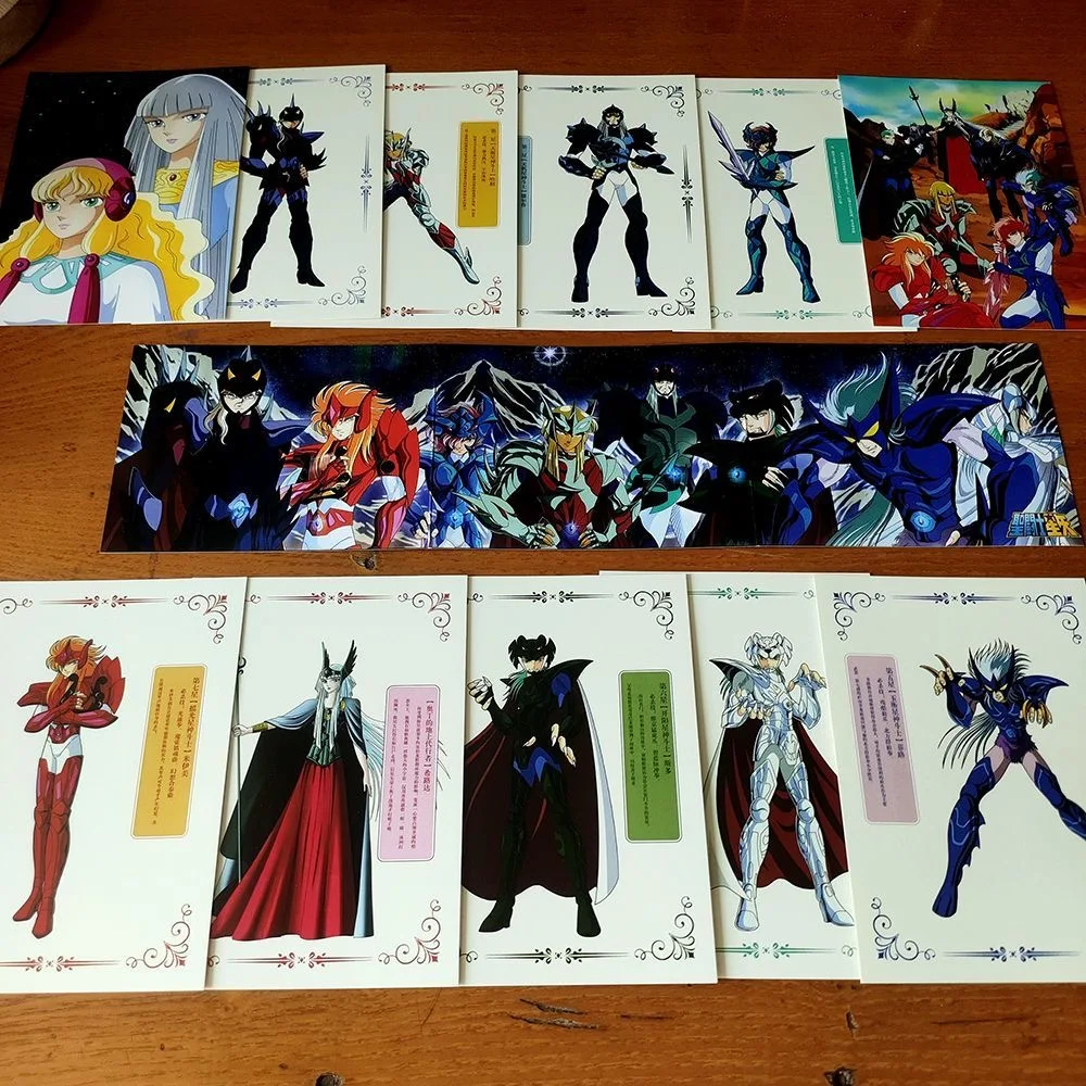 Фото Карточки для коллекции персонажей Saint Seiya. Открытки Бога-воина. Набор из 11 листов. Хируда Сигрефрид. Хаген Тор Альберич. Фенрир. Бутон. №2
