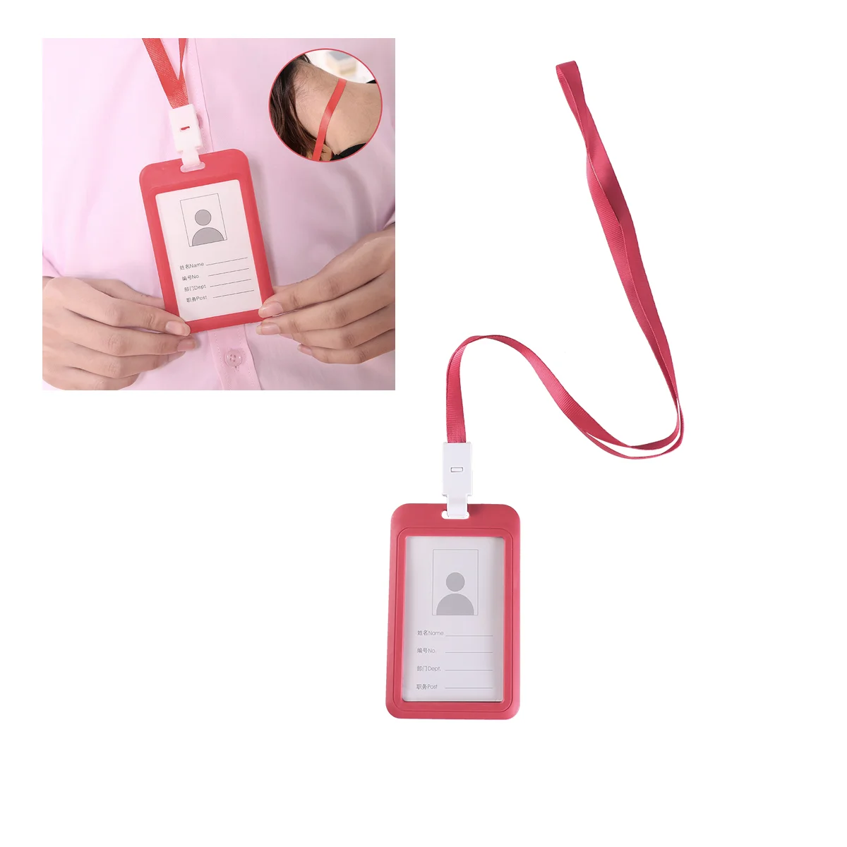 

ID Badge Holder with Lanyard Vertical Name Badge Driver License Credit ID Holder for Office School ( Black ) Credential