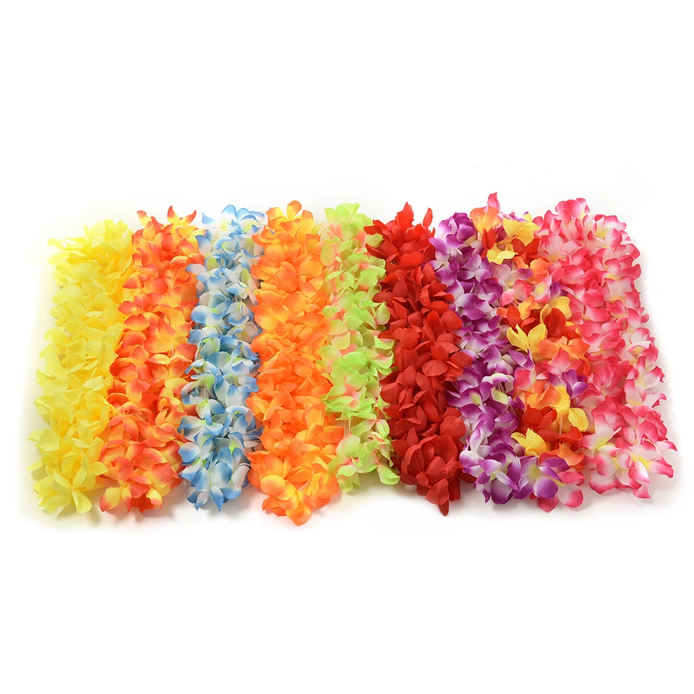 

1Pcs Hawaiian Party Artificial Flowers leis Garland Necklace Hawaii Beach Flowers Luau Summer Tropical Wedding Party Decor