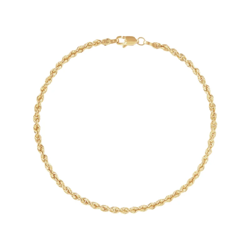 

Brilliance Fine Jewelry 10K Yellow Gold 2.5mm Glitter Rope Bracelet,7.5"