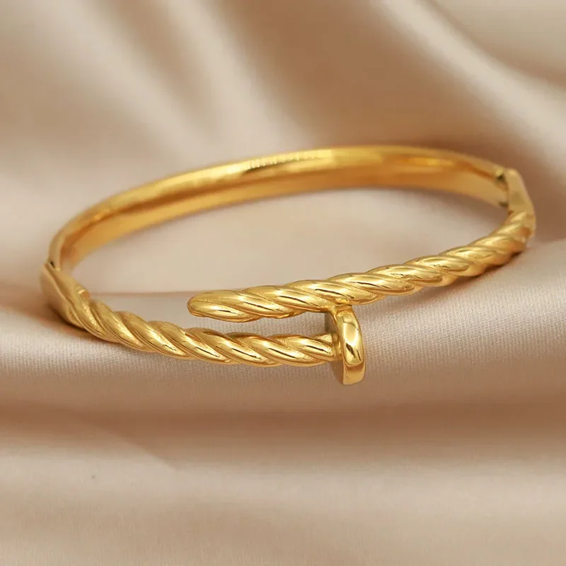 Металлические скрученные геометрические браслеты из нержавеющей стали