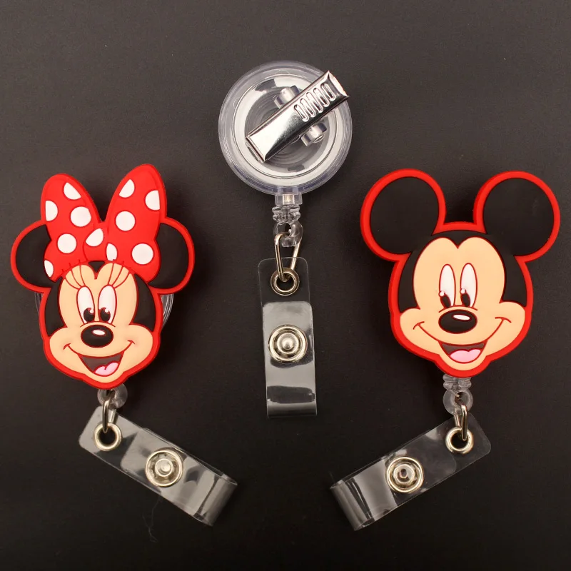

360 ° Вращение мультфильмы Пары Микки Минни бейдж держатель катушки для медсестры врача студентов именной бирка и Id Holde аксессуары