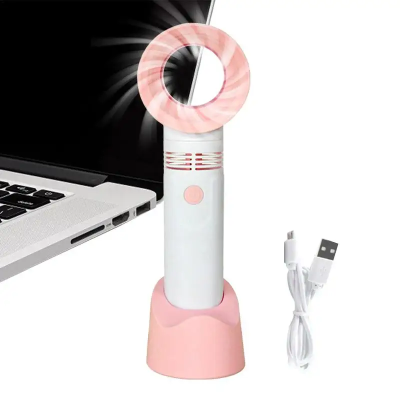 

Ручной вентилятор без лопасти, персональный USB Перезаряжаемый охлаждающий вентилятор со съемной основой для путешествий, кемпинга, офисов, ресниц