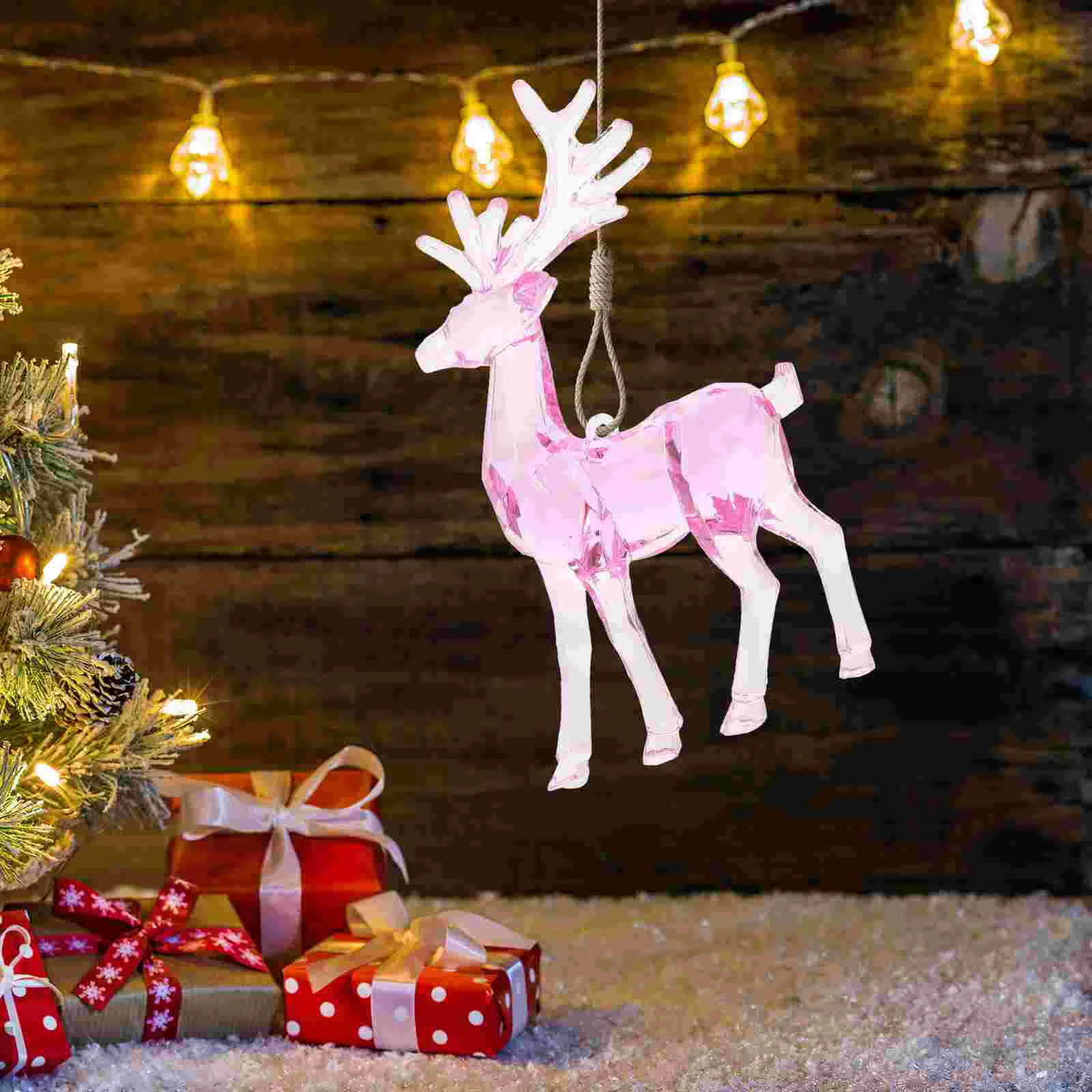 

2 Pcs Christmas Gift Acrylic Ornament Decor Crystal Party Decoration Supplies Xmas Tree Elk Decorations Crafts Child Gifts