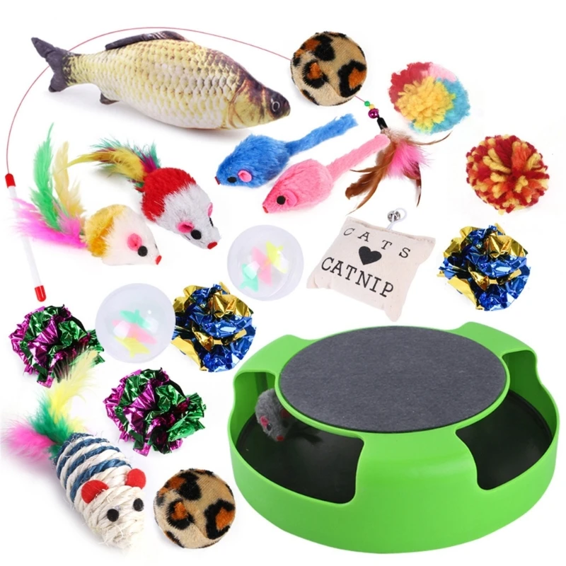 

19pcs Plush Cat Toy Filled Catmint Interactive Multiple Type Toy for Kitten Cat