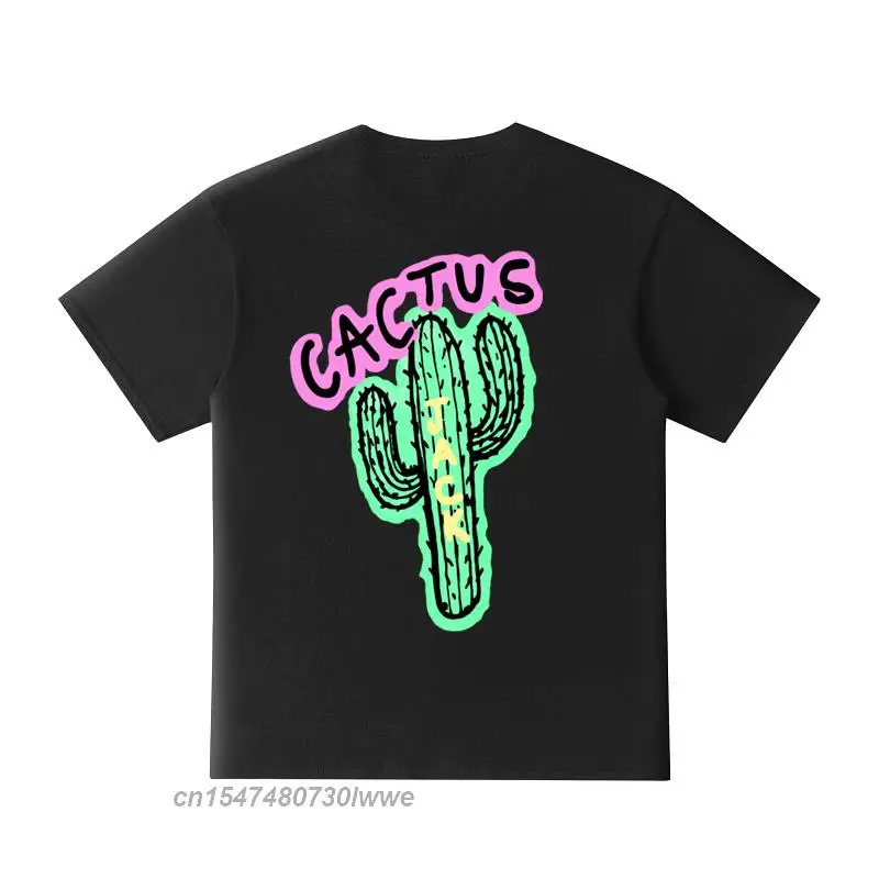 

New Fashion Travis Tour Cactus Net Kanye Men's And Women's Loose T-Shirt Funny Design Hip Hop Streetwear