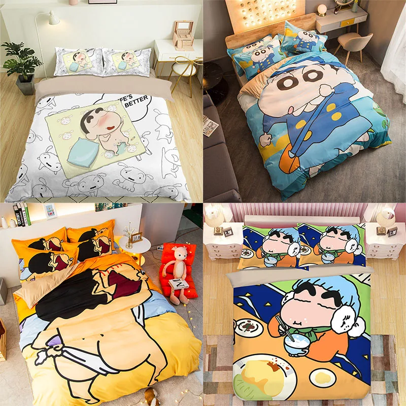 

Crayon Shin-Chan Little White Dog Kawaii Cartoon Sheet Quilt Cover Household Four-Piece Set Student Dormitory Three-Piece Set