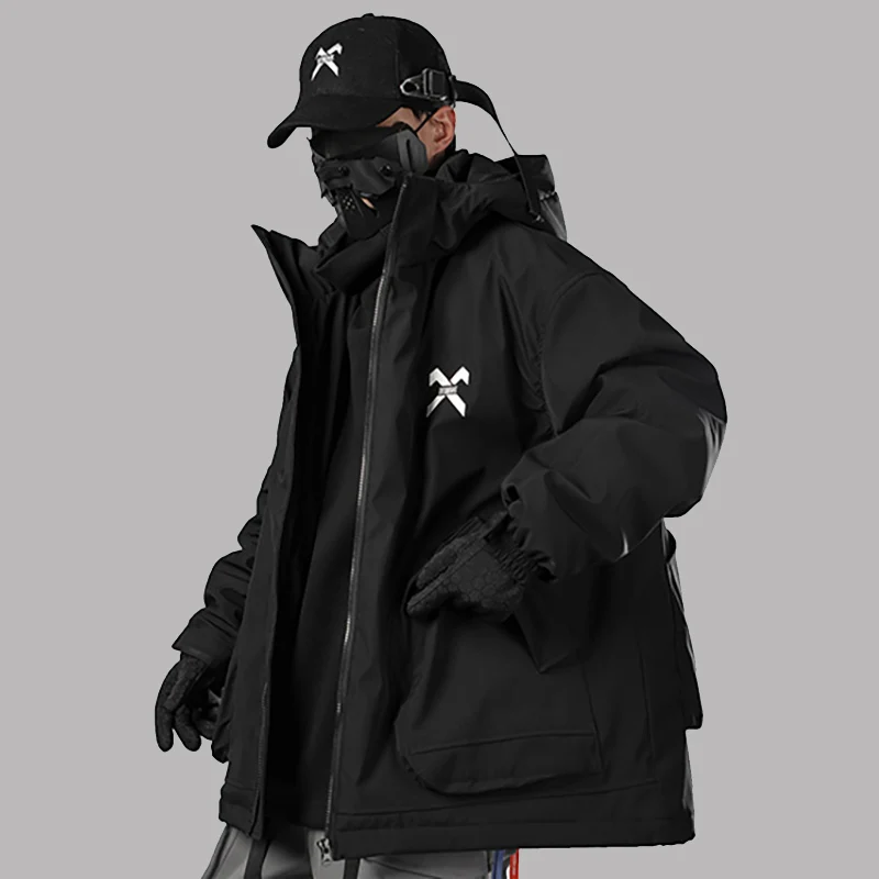 

Men's Winter Jacket Streetwear Cargo Huge Back Pocket Techwear 2022 New Japanese Parka Male Puffy Coat with Hood Tops
