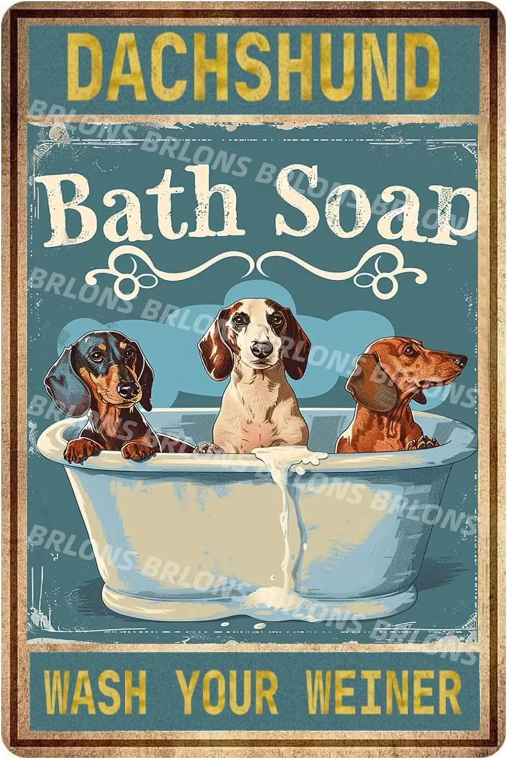 Metl Tn Sgn Dchshund Wsh Your Wener lumum Vntge Ретро для дома Br Office Outdoor Wll Decor 8x12nch