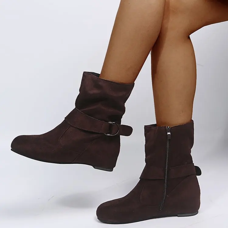 

Women Warm Snow Fashion Boots Non-slip Flats Suede 2022 New Winter Designer Walking Motorcycle Mujer Boots Platform Ankle Shoes